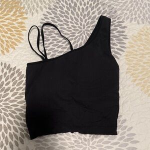 Black One-Shoulder Crop Top